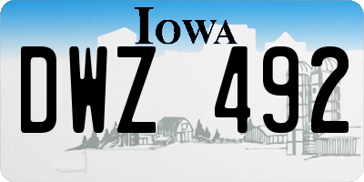 IA license plate DWZ492