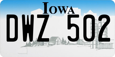 IA license plate DWZ502