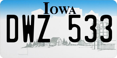 IA license plate DWZ533