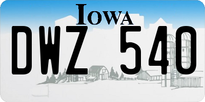 IA license plate DWZ540