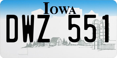 IA license plate DWZ551