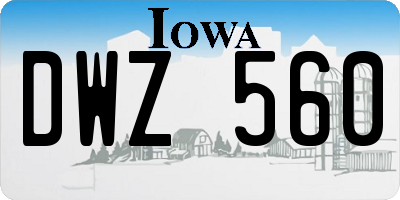 IA license plate DWZ560