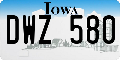 IA license plate DWZ580