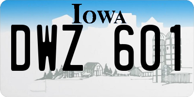 IA license plate DWZ601
