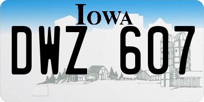 IA license plate DWZ607
