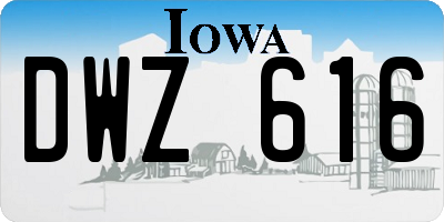 IA license plate DWZ616