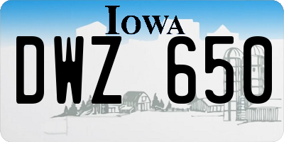 IA license plate DWZ650