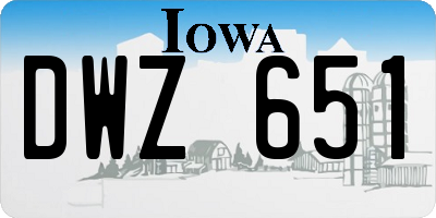 IA license plate DWZ651