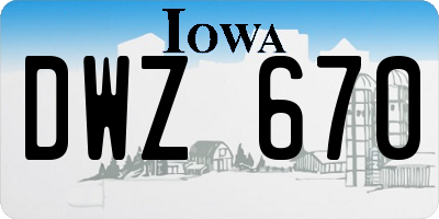 IA license plate DWZ670