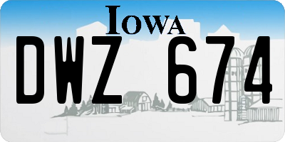 IA license plate DWZ674