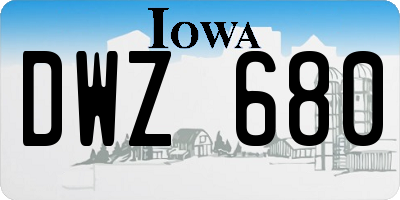 IA license plate DWZ680