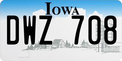 IA license plate DWZ708