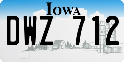 IA license plate DWZ712