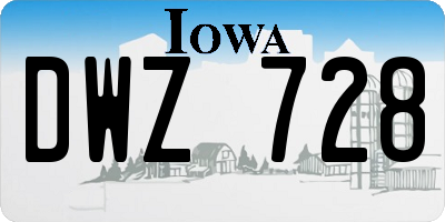 IA license plate DWZ728