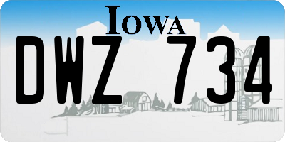 IA license plate DWZ734
