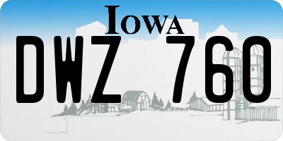 IA license plate DWZ760