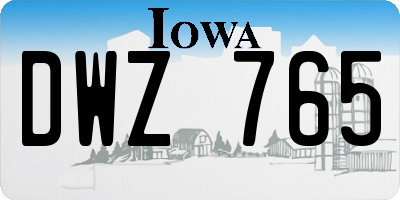 IA license plate DWZ765