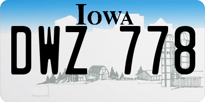IA license plate DWZ778