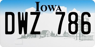 IA license plate DWZ786