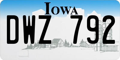 IA license plate DWZ792