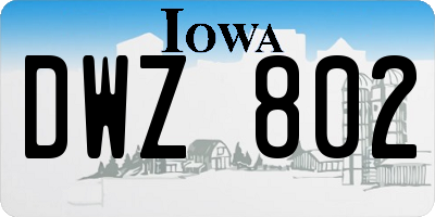 IA license plate DWZ802
