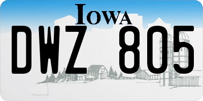 IA license plate DWZ805