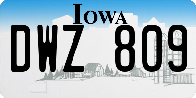 IA license plate DWZ809