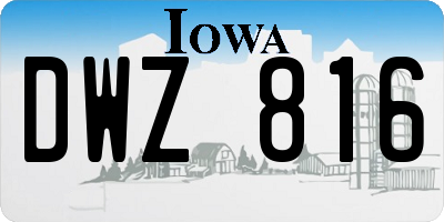 IA license plate DWZ816