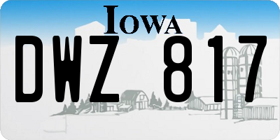 IA license plate DWZ817