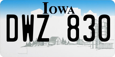 IA license plate DWZ830