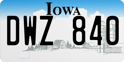 IA license plate DWZ840