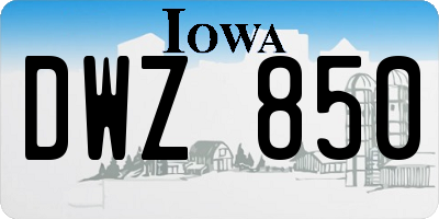 IA license plate DWZ850