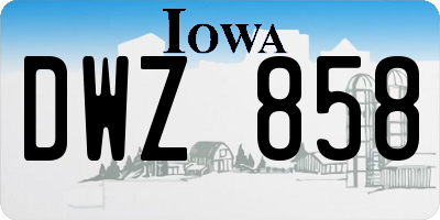 IA license plate DWZ858