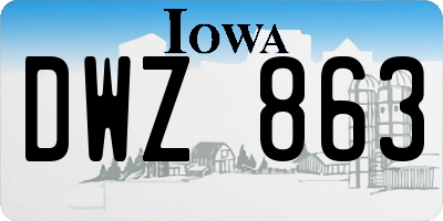 IA license plate DWZ863