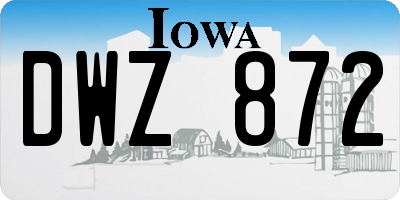 IA license plate DWZ872