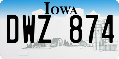 IA license plate DWZ874