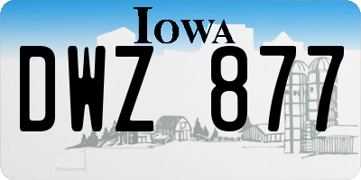 IA license plate DWZ877