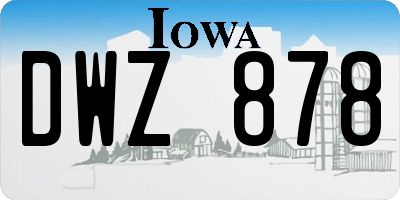IA license plate DWZ878