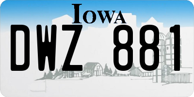 IA license plate DWZ881