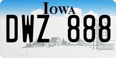 IA license plate DWZ888