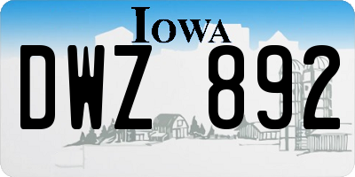 IA license plate DWZ892