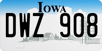 IA license plate DWZ908