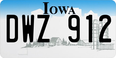 IA license plate DWZ912