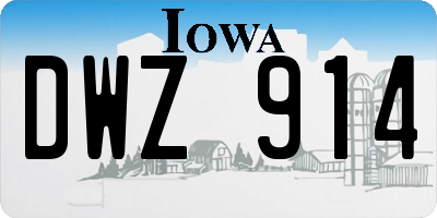 IA license plate DWZ914