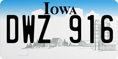 IA license plate DWZ916
