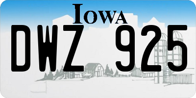 IA license plate DWZ925