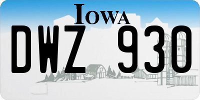 IA license plate DWZ930