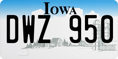 IA license plate DWZ950