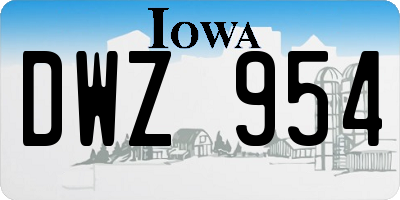 IA license plate DWZ954