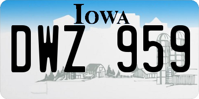 IA license plate DWZ959